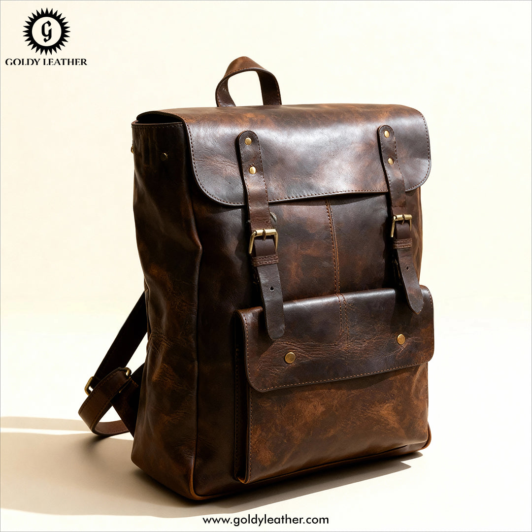 Vintage hunt Brown Backpack Front big pocket