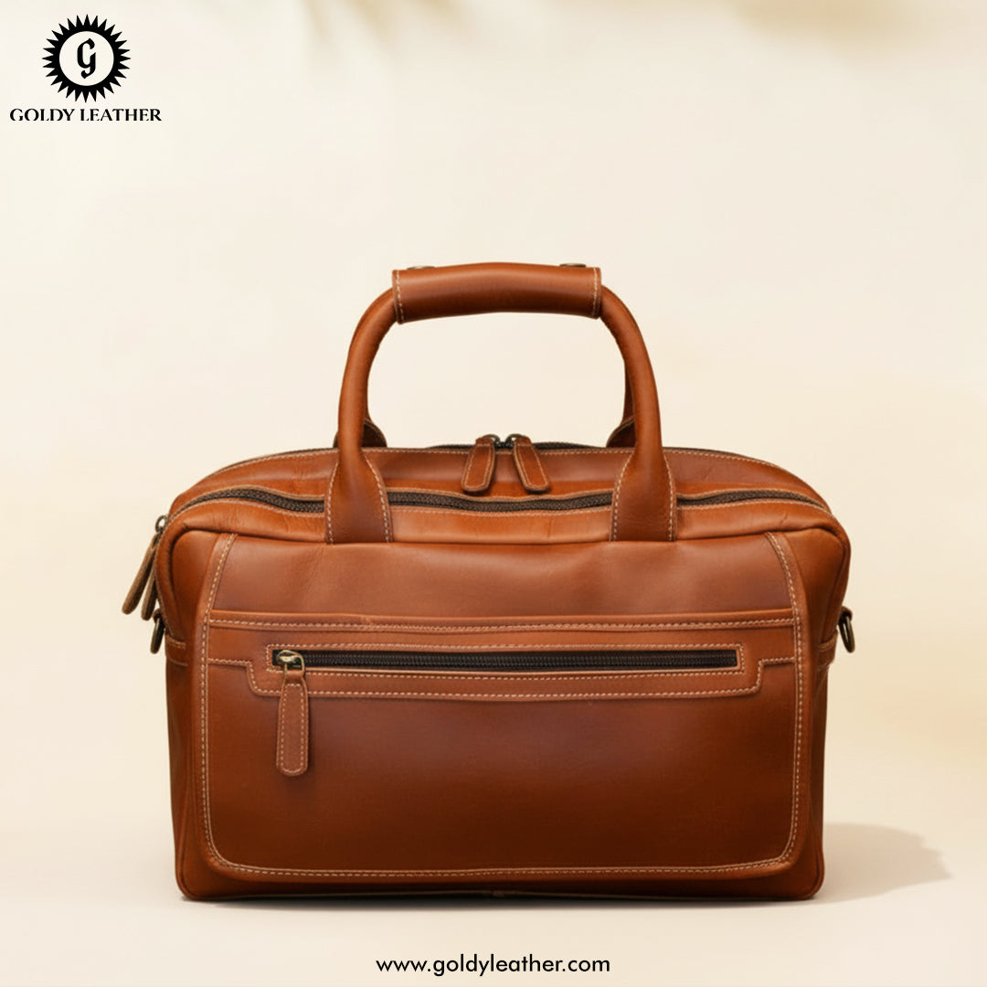 Tan Flap Briefcase