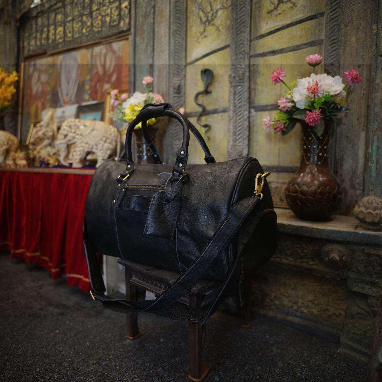 Black V Duffle With Shoe and laptop compartment